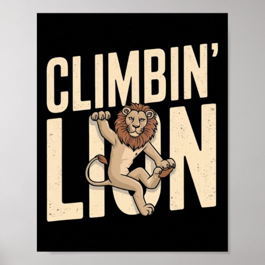 Klimmende Leeuw - Grappige Klimmer  Poster (Voorkant)