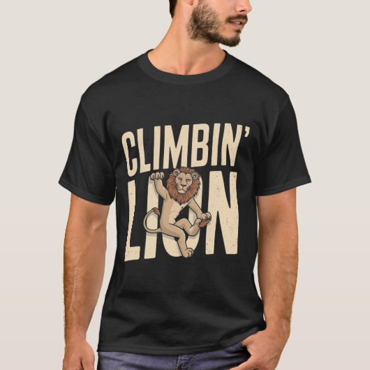 Klimmende Leeuw - Grappige Klimmer T-shirt (Voorkant)