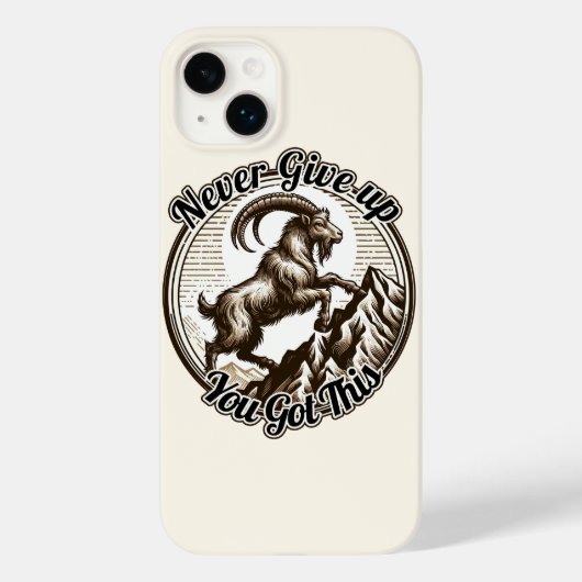 Klimmende Steenbok Berggeit Geef Nooit Op Case-Mate iPhone Case (Achterkant)