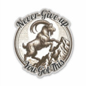 Klimmende Steenbok Steenbok Nooit Opgeven Sticker (Voorkant)