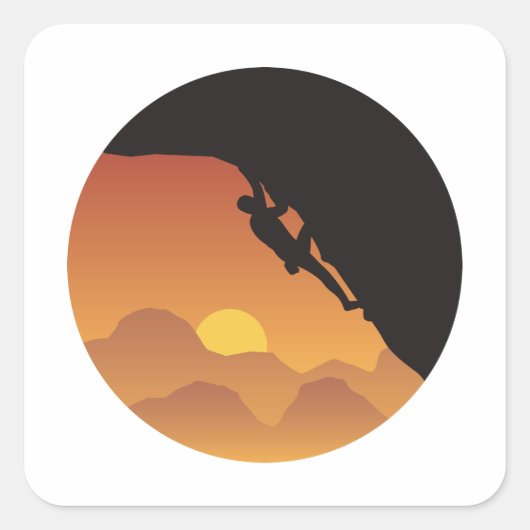 Klimmende vlakke ontwerpvector Silhouette Vierkante Sticker (Voorkant)