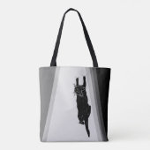 Klimmende zwarte kat tote bag (Achterkant)