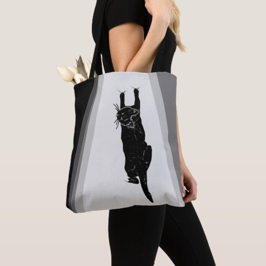 Klimmende zwarte kat tote bag (Dichtbij)