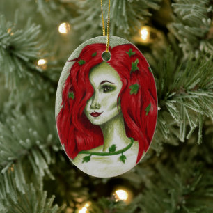 Klimopnimf roodharige vrouw Pixie Fantasy Kunst Keramisch Ornament