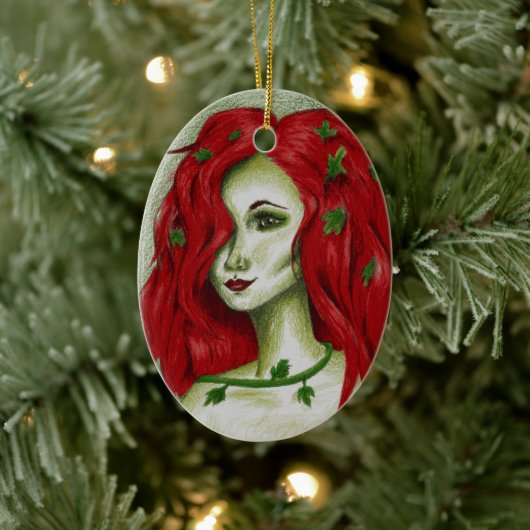 Klimopnimf roodharige vrouw Pixie Fantasy Kunst Keramisch Ornament (Boom)