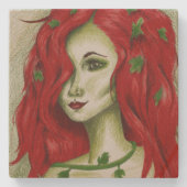 Klimopnimf roodharige vrouw Pixie Fantasy Kunst Stenen Onderzetter (Voorkant)