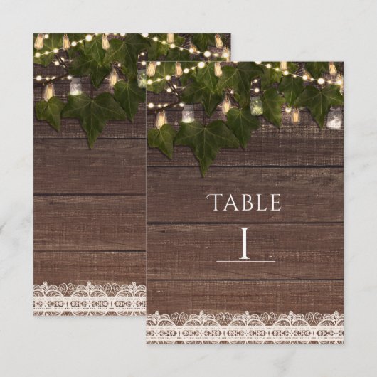 Klimplant & Lichtslingers Mason Jar Rustic Tafel N Kaart (Voorkant / Achterkant)