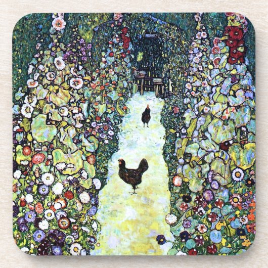 Klimpt Kickens in de tuin Bier Onderzetter (Voorkant)