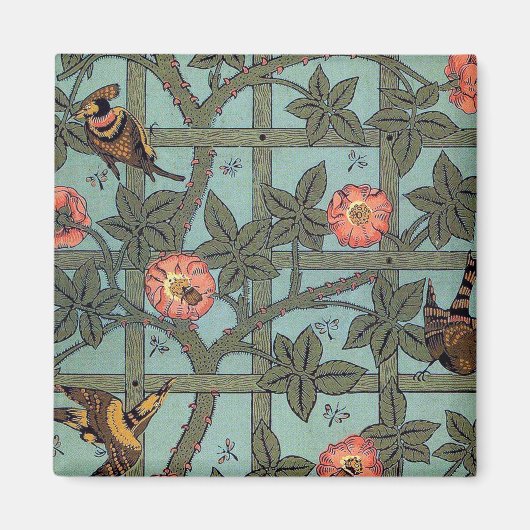 Klimroos & Kleine Vogel, William Morris Magneet (Voorkant)