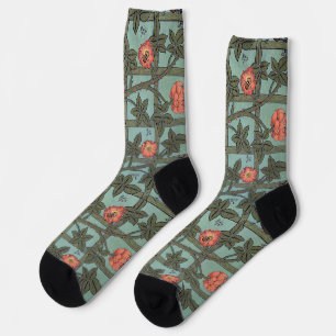 Klimrozen & Kleine Vogels, William Morris Sokken