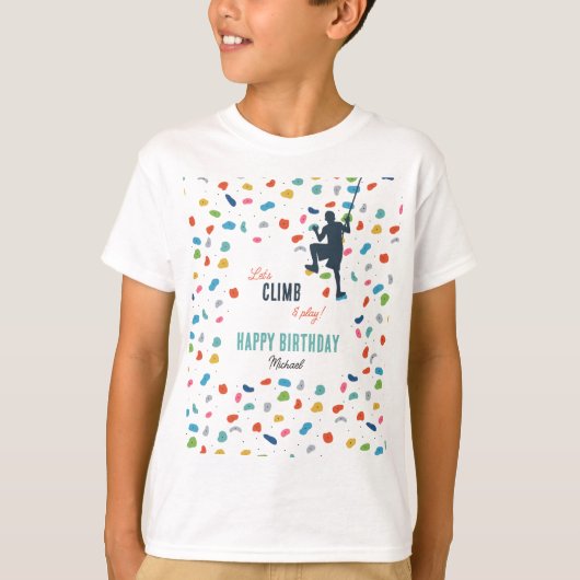 Klimstenen Schattige Kids Verjaardagsfeest T-shirt (Voorkant)