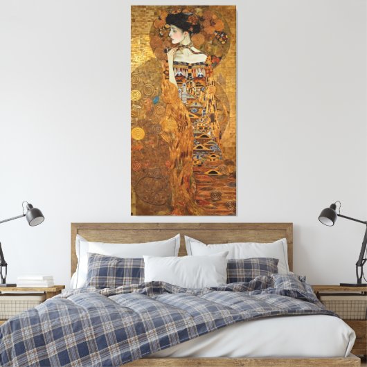Klimt Adele Bloch-Bauer Gold Mosaic Painting Canva Canvas Afdruk (Insitu (Slaapkamer))
