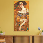 Klimt Adele Bloch-Bauer Gold Mosaic Painting Canva Canvas Afdruk (Insitu (Woonkamer))