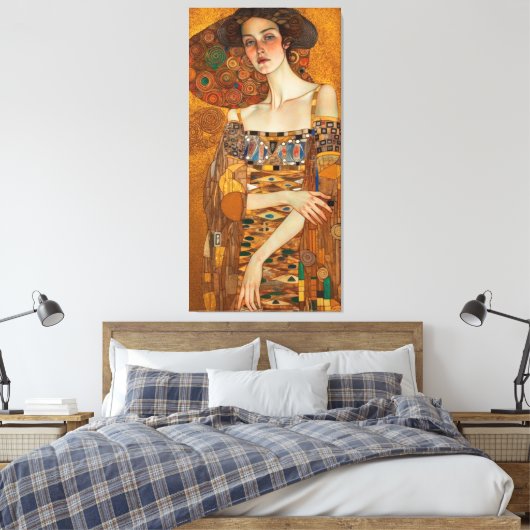 Klimt Adele Bloch-Bauer Gold Mosaic Painting Canva Canvas Afdruk (Insitu (Slaapkamer))