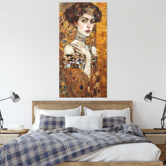 Klimt Adele Bloch-Bauer Gold Mosaic Painting Canvas Afdruk (Insitu (Slaapkamer))