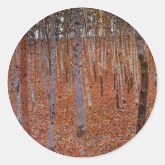 Klimt Beechwood-Bos Ronde Sticker (Voorkant)