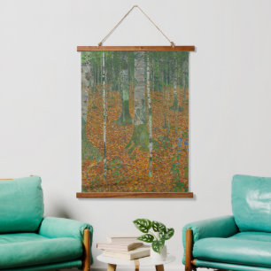 Klimt Berkenbos Herfst Landschapskunst Hangend Wandkleed