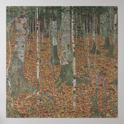 Klimt Birch Forest – Serene herfstlandschapskunst Poster (Voorkant)