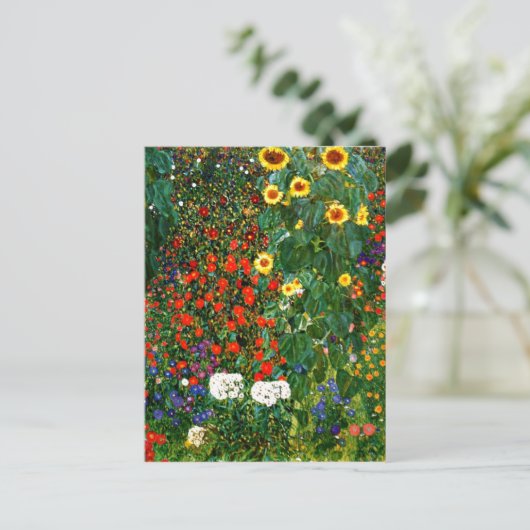 Klimt - Boerderij tuin met zonnebloemen Briefkaart (Staand voorkant)