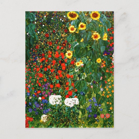 Klimt - Boerderij tuin met zonnebloemen Briefkaart (Voorkant)