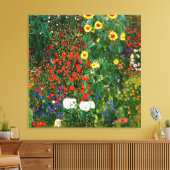 Klimt - Boerderij tuin met zonnebloemen Canvas Afdruk (Insitu (Woonkamer))