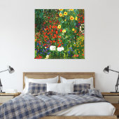 Klimt - Boerderij tuin met zonnebloemen Canvas Afdruk (Insitu (Slaapkamer))
