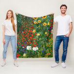 Klimt - Boerderij tuin met zonnebloemen Fleece Deken<br><div class="desc">Boerderij tuin met zonnebloemen,  mooi kunstschilderij van Gustav Klimt</div>