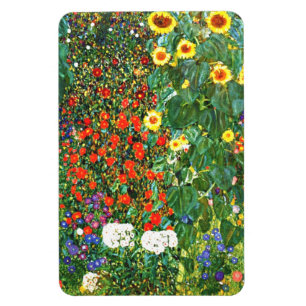 Klimt - Boerderij tuin met zonnebloemen, mooie kun Magneet