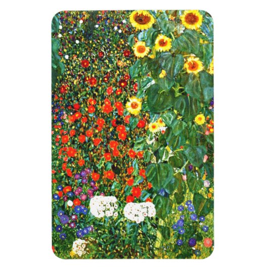 Klimt - Boerderij tuin met zonnebloemen, mooie kun Magneet (Verticaal)