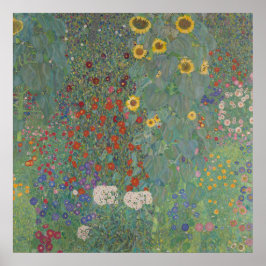 Klimt: Boerderijen tuin met zonnebloemen, 1907 Poster