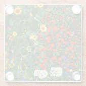 Klimt - Boerderijtuin met zonnebloemen tegel Glazen Onderzetter (Achterkant)