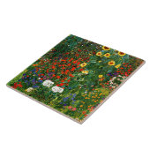Klimt - Boerderijtuin met zonnebloemen Tegeltje (Zijkant)