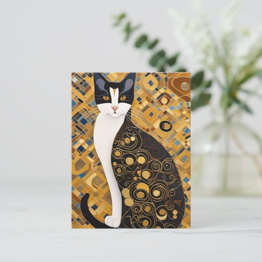Klimt Cat Briefkaart (Staand voorkant)