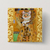 Klimt Cat in Gold square pinback Vierkante Button 5,1 Cm (Voorkant)