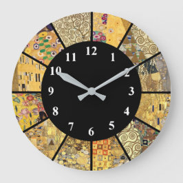 Klimt Clock beroemde artistieke patronen Gold Art- Grote Klok
