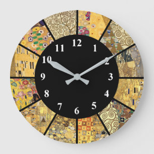 Klimt Clock beroemde artistieke patronen Gold Art- Grote Klok