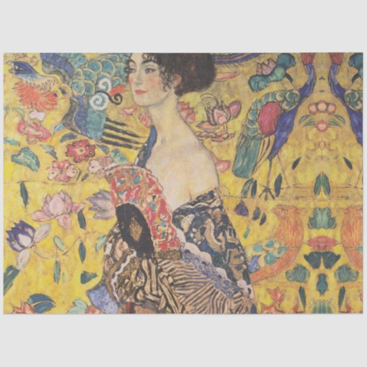 Klimt dame met fan decoupage papier (Voorkant)