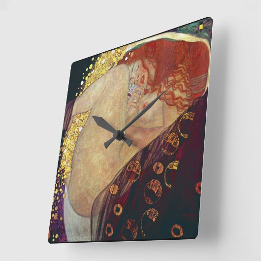 Klimt “ Danae ” Vierkante Klok (Hoek)