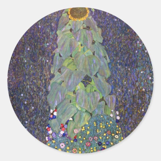 Klimt ~ Dat is Sonnenblume Ronde Sticker (Voorkant)