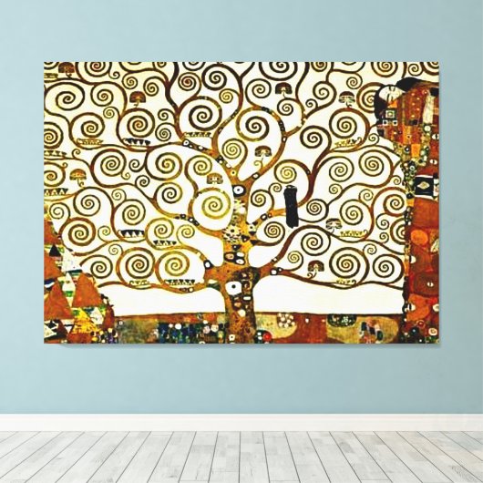 Klimt - De Boom des Levens, Stoclet-fries Canvas Afdruk (Insitu (Houten vloer))