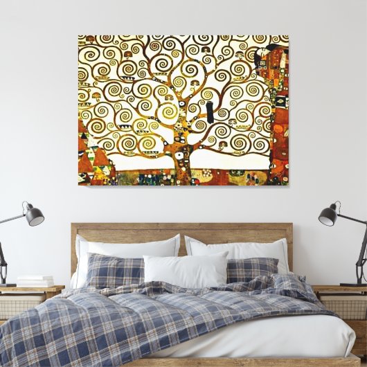 Klimt - De Boom des Levens, Stoclet-fries Canvas Afdruk (Insitu (Slaapkamer))