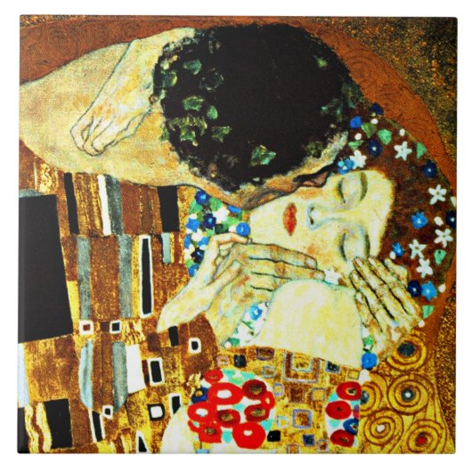Klimt: De Kus, beroemd schilderij, Tegeltje (Voorkant)