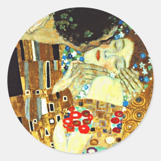 Klimt - De Kus Ronde Sticker (Voorkant)