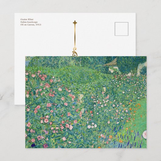 Klimt Floral Italiaans landschap Art Nouveau Briefkaart (Voorkant / Achterkant)