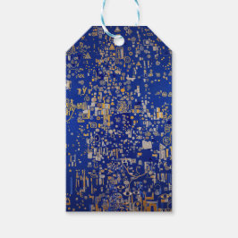 Klimt geïnspireerd blauw, goud, platina koper cadeaulabel