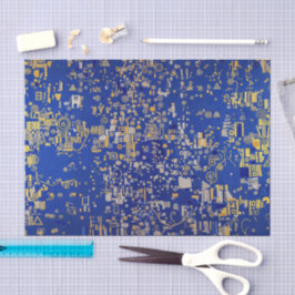 Klimt geïnspireerd blauw, goud, platina koper tissuepapier