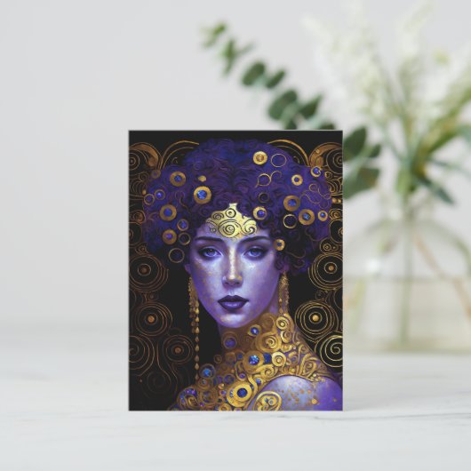 Klimt Geïnspireerd Briefkaart van koningin godin (Staand voorkant)