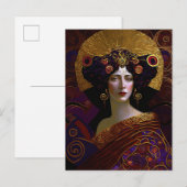 Klimt Geïnspireerd Briefkaart van koningin godin (Voorkant / Achterkant)