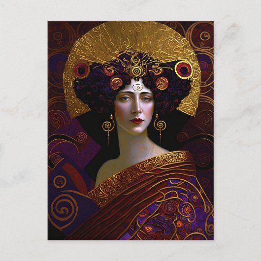 Klimt Geïnspireerd Briefkaart van koningin godin (Voorkant)
