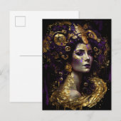 Klimt Geïnspireerd Briefkaart van koningin godin (Voorkant / Achterkant)